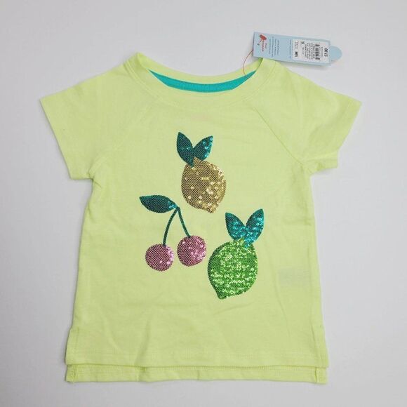 Toddler Girls Sequin Fruit Short Sleeve T-Shirt Cat & Jack Yellow NEW - Picture 1 of 2